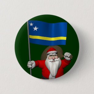 Santa Claus With Ensign Of Curaçao 6 Cm Round Badge