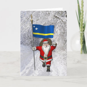 Santa Claus With Ensign Of Curaçao Holiday Card