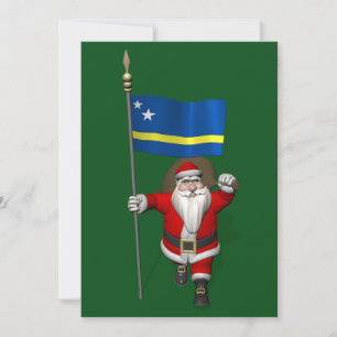 Santa Claus With Ensign Of Curaçao Holiday Card