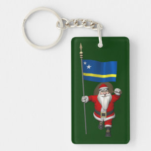 Santa Claus With Ensign Of Curaçao Key Ring