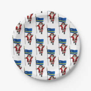 Santa Claus With Ensign Of Curaçao Paper Plate
