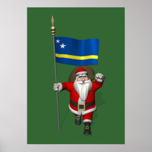 Santa Claus With Ensign Of Curaçao Poster
