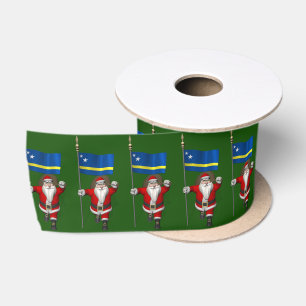 Santa Claus With Ensign Of Curaçao Satin Ribbon