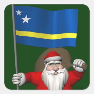 Santa Claus With Ensign Of Curaçao Square Sticker