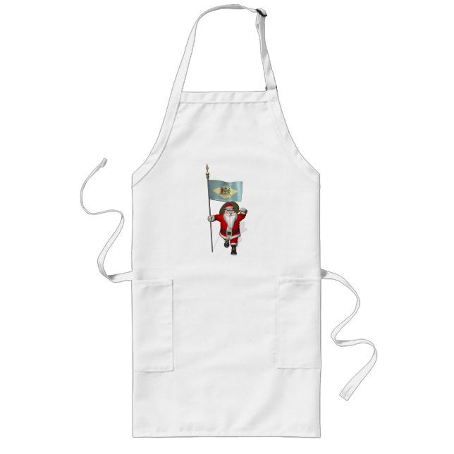 Santa Claus With Ensign Of Delaware Long Apron (Front)