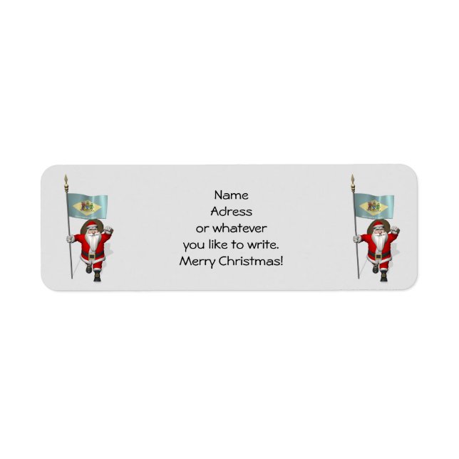 Santa Claus With Ensign Of Delaware Return Address Label (Front)