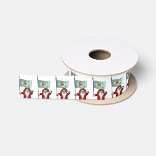 Santa Claus With Ensign Of Delaware Satin Ribbon