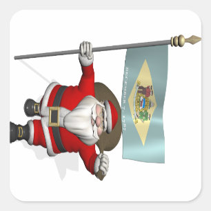 Santa Claus With Ensign Of Delaware Sticker
