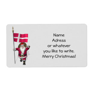 Santa Claus With Ensign Of Denmark Dannebrog