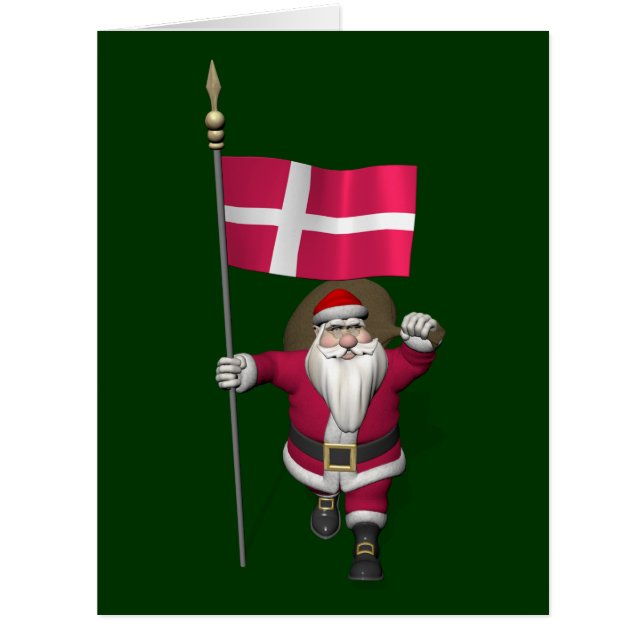 Santa Claus With Ensign Of Denmark Dannebrog (Front)