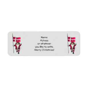 Santa Claus With Ensign Of Denmark Dannebrog Return Address Label