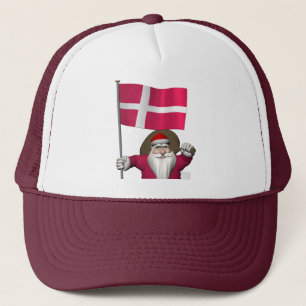 Santa Claus With Ensign Of Denmark Dannebrog Trucker Hat