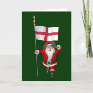 Santa Claus With Ensign Of England Holiday Card