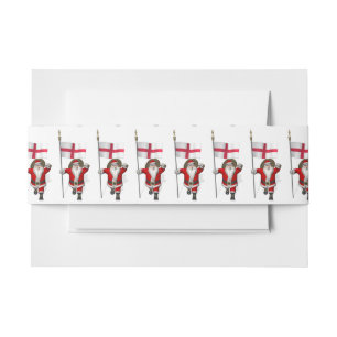 Santa Claus With Ensign Of England Invitation Belly Band