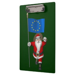 Santa Claus With Ensign Of European Union Clipboard