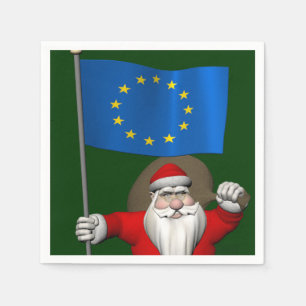 Santa Claus With Ensign Of European Union Napkin