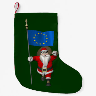 Santa Claus With Ensign Of European Union Small Christmas Stocking