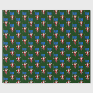 Santa Claus With Ensign Of European Union Wrapping Paper