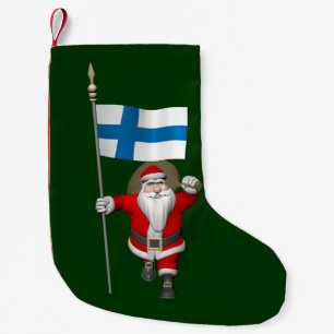Santa Claus With Ensign Of Finland Small Christmas Stocking