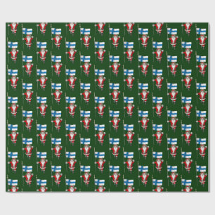 Santa Claus With Ensign Of Finland Suomi Wrapping Paper