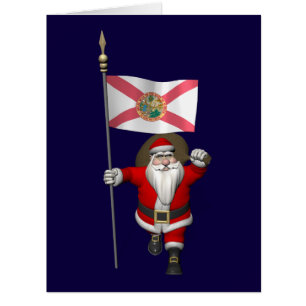 Santa Claus With Ensign Of Florida