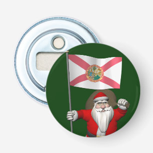 Santa Claus With Ensign Of Florida Bottle Opener