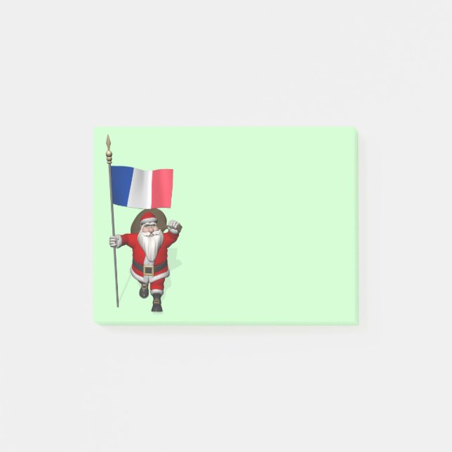 Santa Claus With Ensign Of France Post-it Notes (Front)