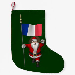 Santa Claus With Ensign Of France Small Christmas Stocking