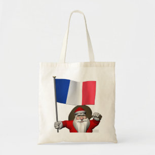 Santa Claus With Ensign Of France Tote Bag