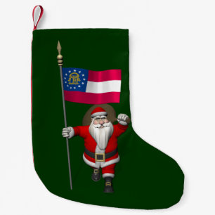 Santa Claus With Ensign Of Georgia Small Christmas Stocking