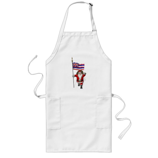 Santa Claus With Ensign Of Hawaii Long Apron (Front)
