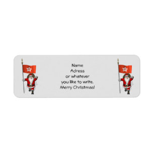 Santa Claus With Ensign Of Hong Kong Return Address Label