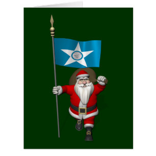 Santa Claus With Ensign Of Houston