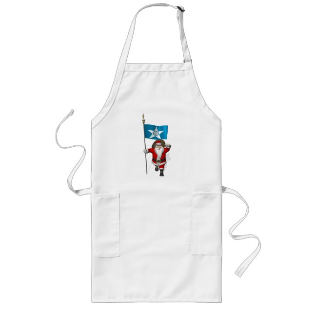 Santa Claus With Ensign Of  Houston Long Apron (Front)