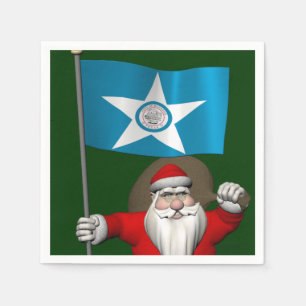 Santa Claus With Ensign Of Houston Napkin