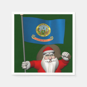 Santa Claus With Ensign Of Idaho Napkin