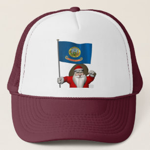 Santa Claus With Ensign Of Idaho Trucker Hat