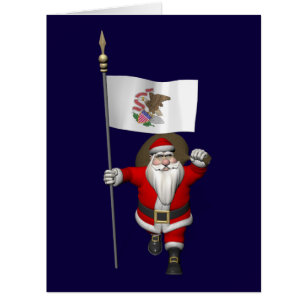 Santa Claus With Ensign Of Illinois