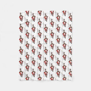Santa Claus With Ensign Of Illinois Fleece Blanket