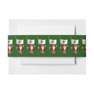 Santa Claus With Ensign Of Illinois Invitation Belly Band