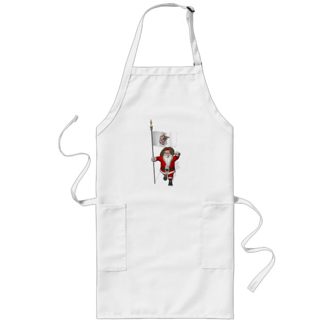 Santa Claus With Ensign Of Illinois Long Apron (Front)