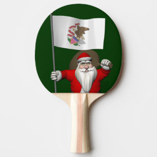 Santa Claus With Ensign Of Illinois Ping Pong Paddle