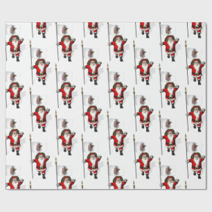 Santa Claus With Ensign Of Illinois Wrapping Paper