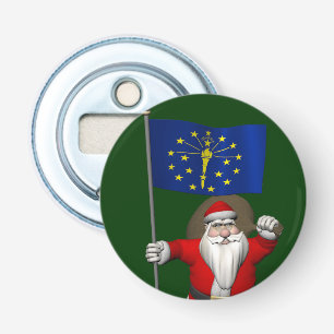 Santa Claus With Ensign Of Indiana Bottle Opener