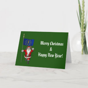 Santa Claus With Ensign Of Indiana Holiday Card
