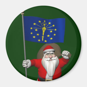 Santa Claus With Ensign Of Indiana Magnet