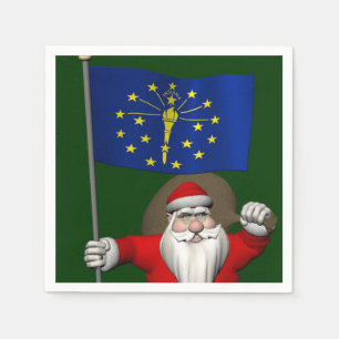 Santa Claus With Ensign Of Indiana Napkin