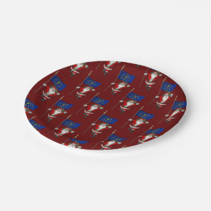 Santa Claus With Ensign Of Indiana Paper Plate