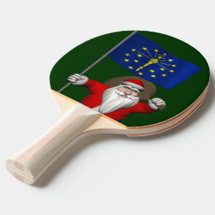 Santa Claus With Ensign Of Indiana Ping Pong Paddle