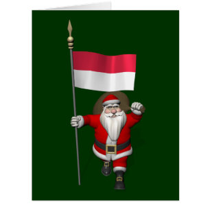Santa Claus With Ensign Of Indonesia